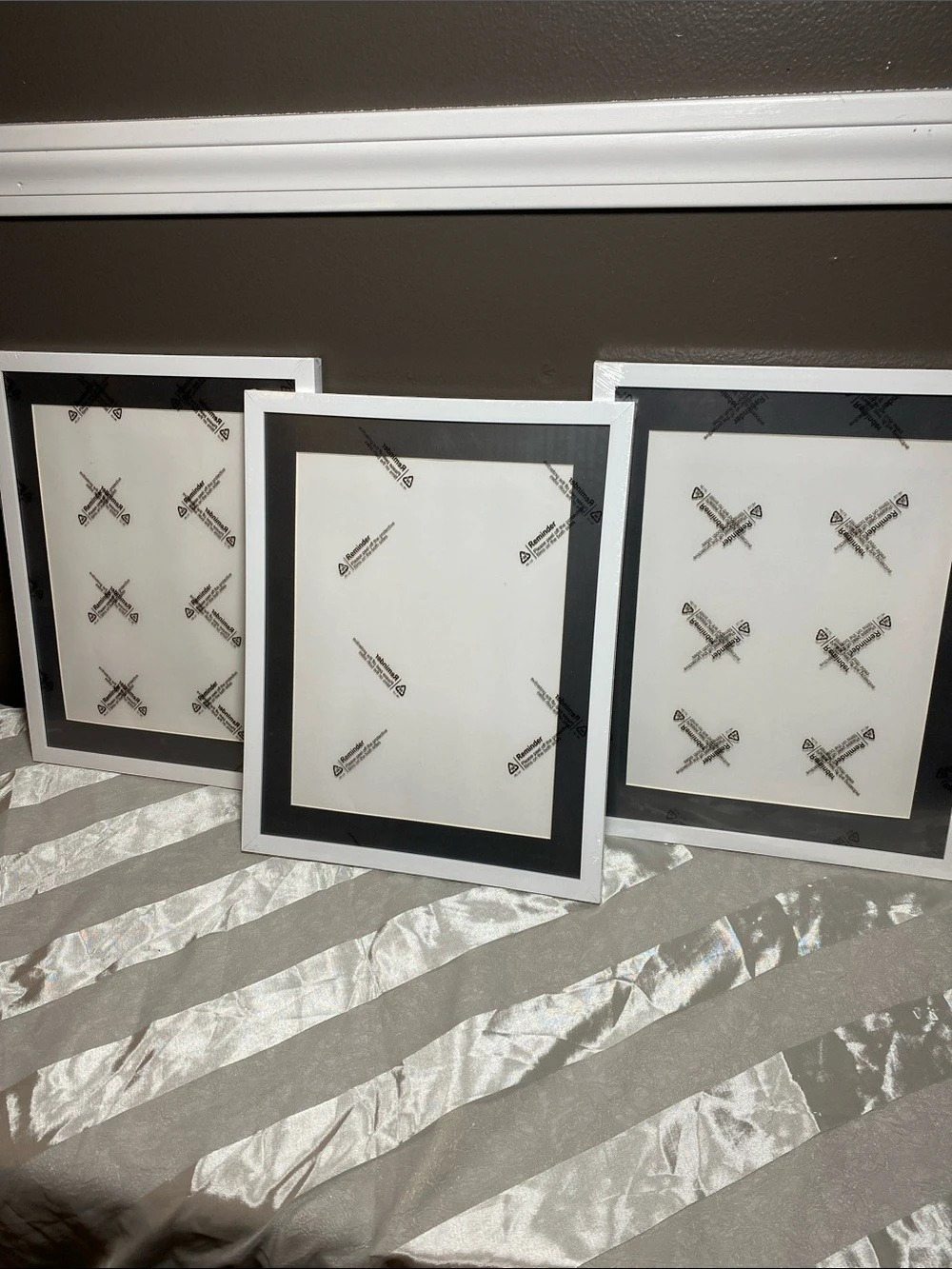 Set of 3 Matted Desk or Wall Frames in White & Black